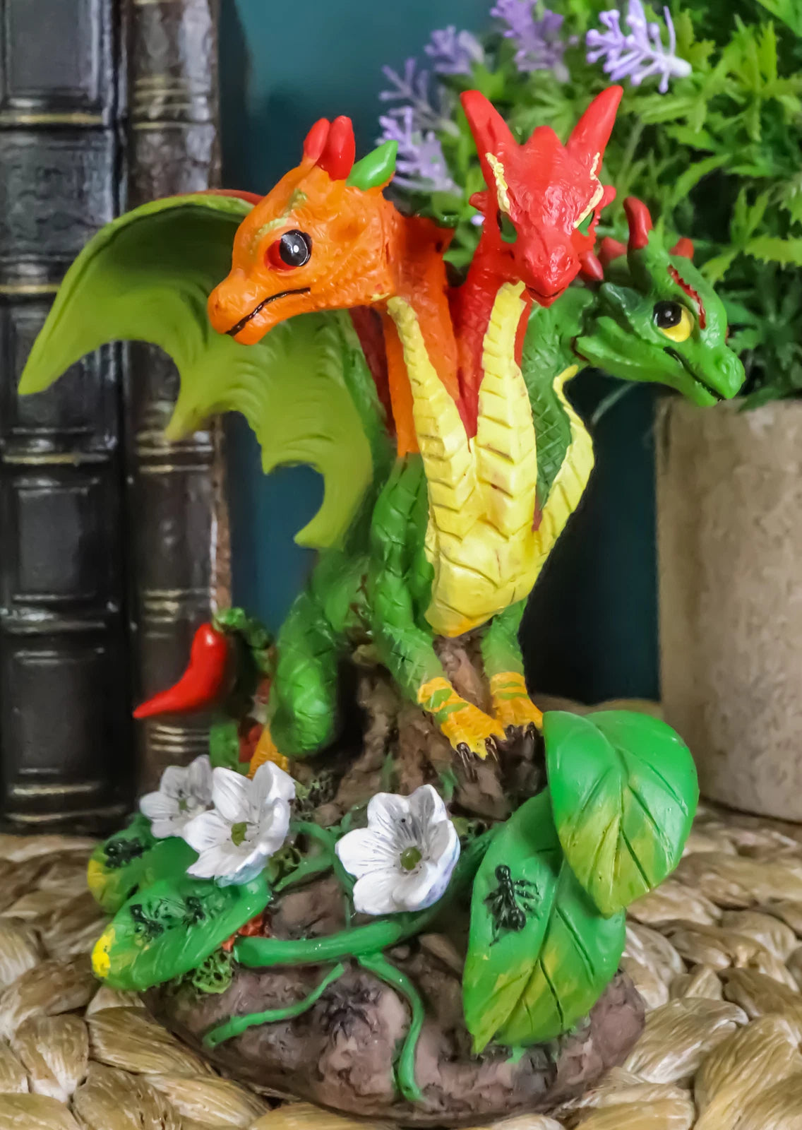 Colorful Garden Fruits and Berries Green Dragon Statue by Stanley Morrison-1