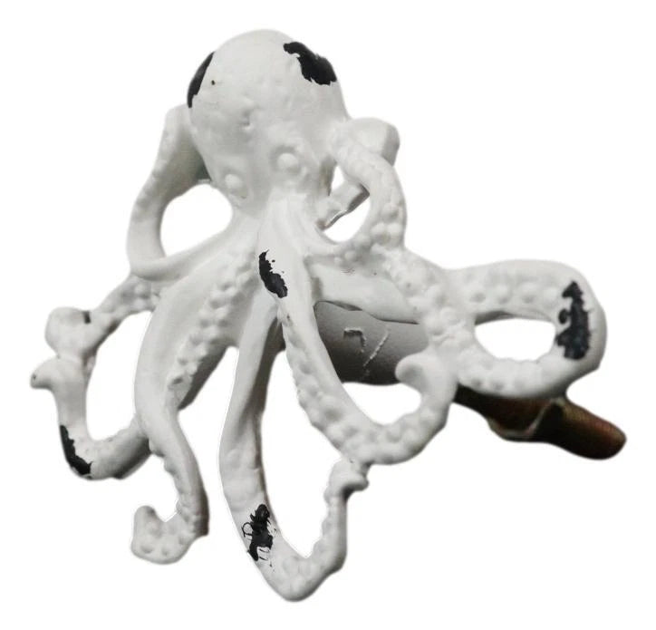 Pack Of 6 Cast Iron Vintage White Sea Octopus Drawer Cabinet Door Pull Knobs-2