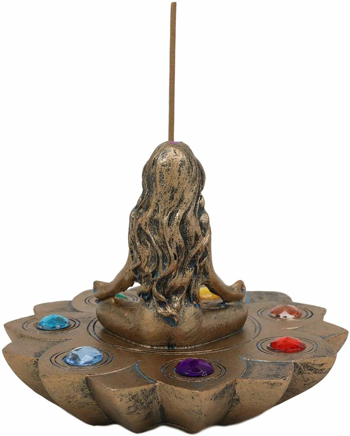 Feminine Triple Goddess Yoga with Chakra Lotus Flower Incense Stick Holder