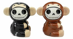Furrybones Twins Voodoo Skeleton Monkeys Ceramic Salt Pepper Shakers Set-2