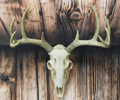 Rustic Hunter Rack Deer Skull Antler Wall Plaque Decor 10 Point Buck Figurine-1