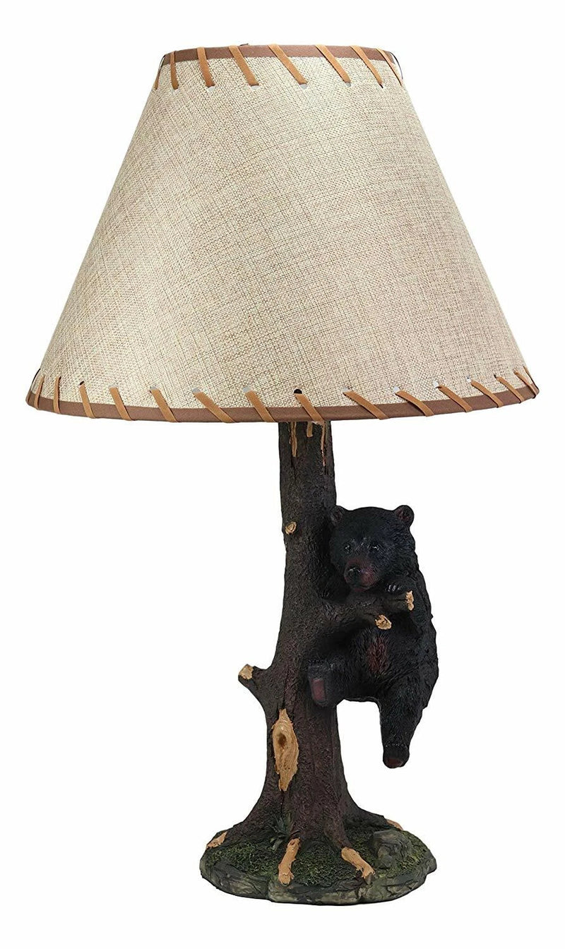 Lámpara de mesa con diseño de oso negro colgado en una rama de árbol, con pantalla de 56 cm de alto-2