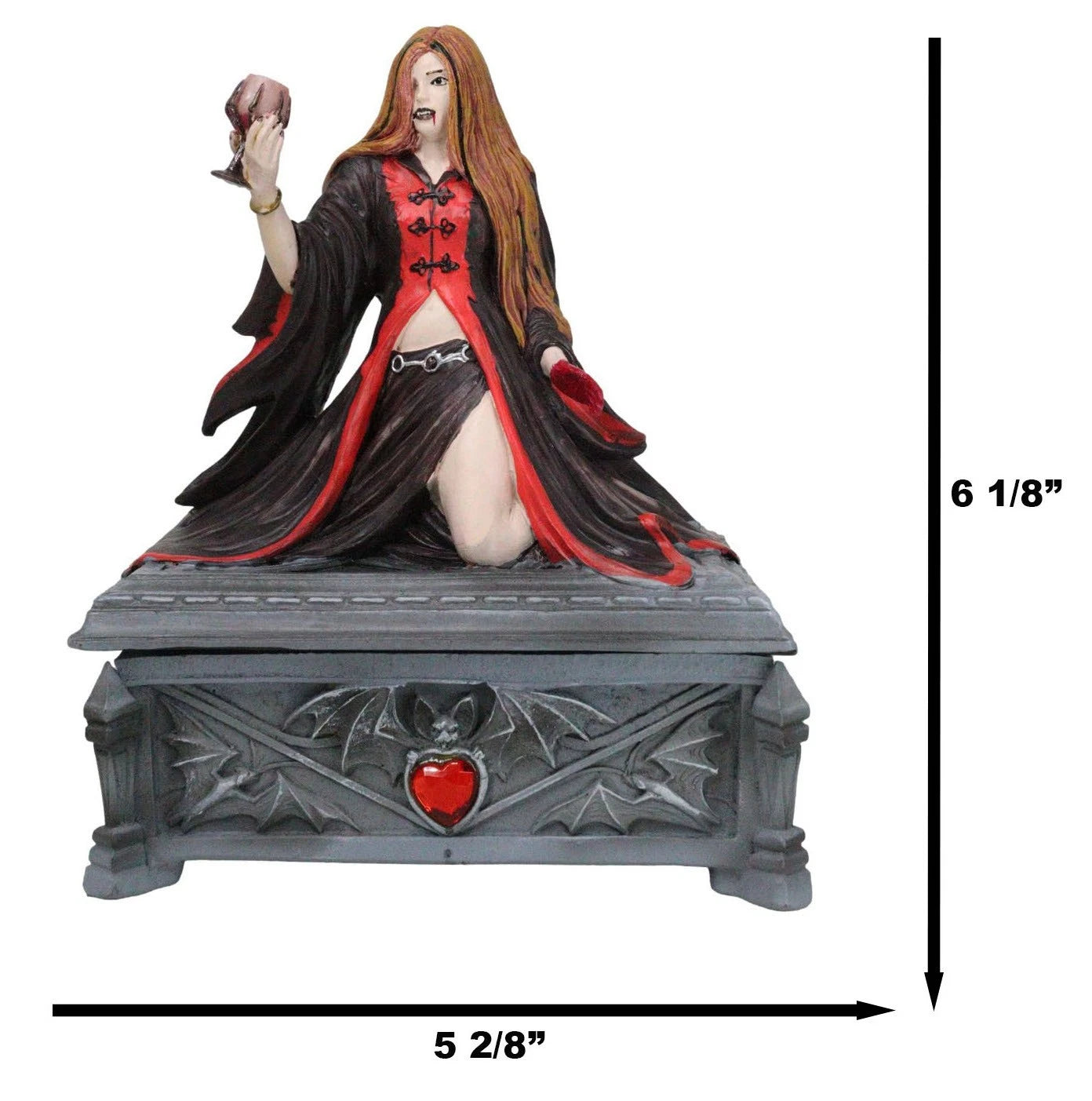 Caja decorativa de joyería con cáliz de sangre de vampiro gótica de luna de sangre
