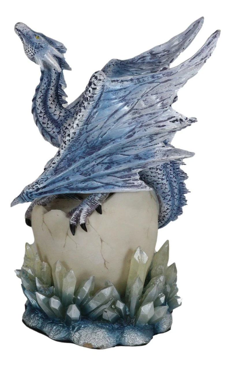 Luna Shylo Arctic Frost Dragon Emerging From Frozen Crystal Egg Hatchling Statue-3