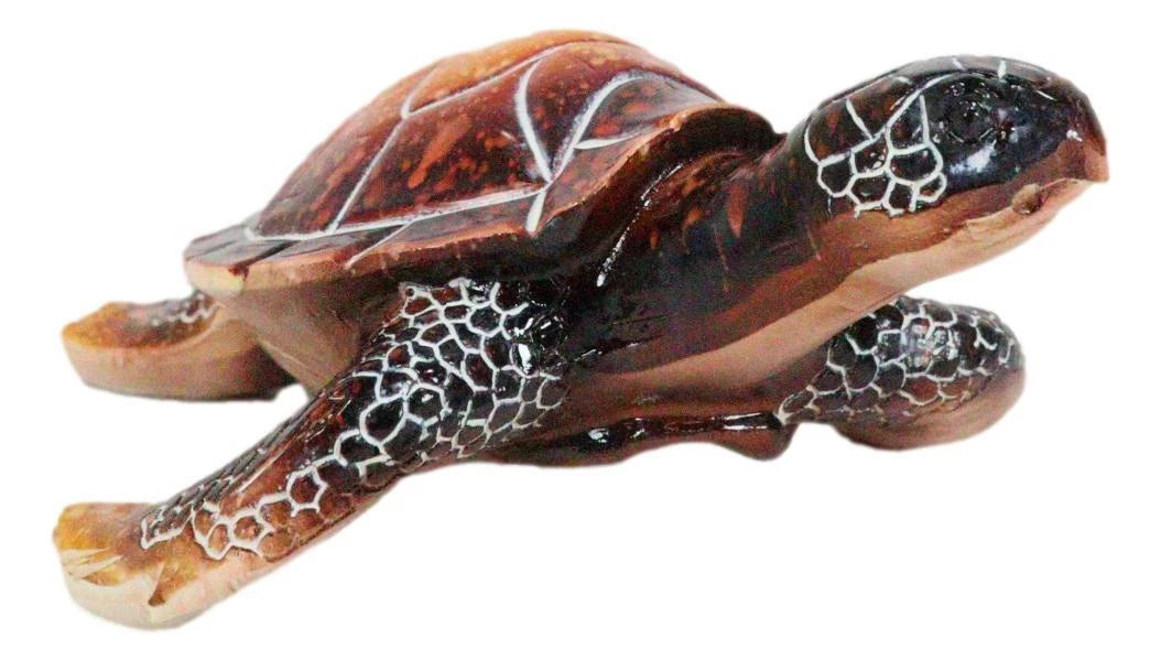 Nautical Ocean Brown Hues Giant Sea Turtle Swimming Decorative Figurine Tortoise-4