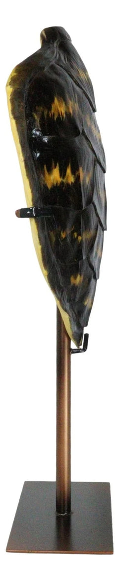 Nautical Marine Black Tone Faux Hawksbill Turtle Shell Sculpture With Pole Stand-3