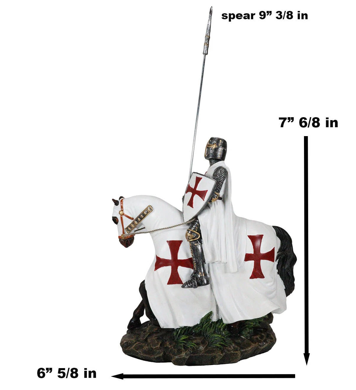 Crusader English Knight On Heavy Cavalry Horse Statue Phalanx Spear Horse-3