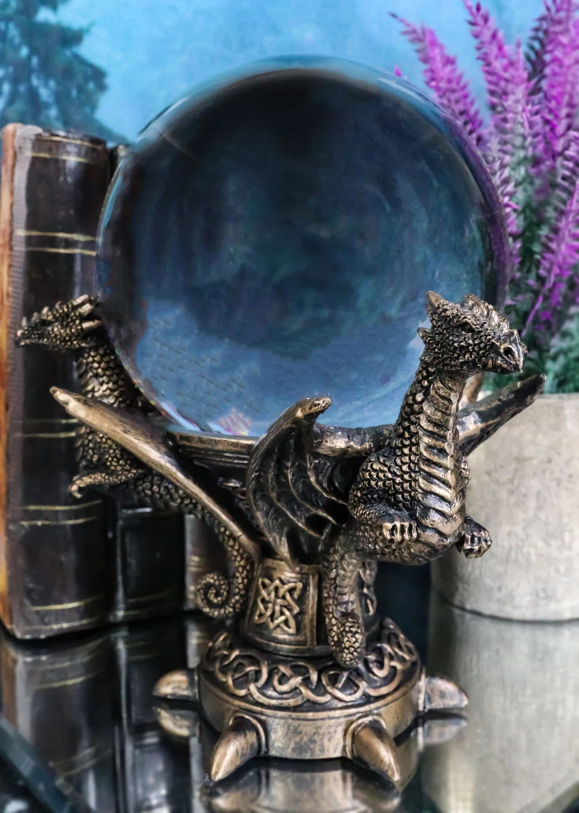 Celtic Guardian Leviathan Trinity Dragon Meditation Gazing Ball Wicca Figurine-7