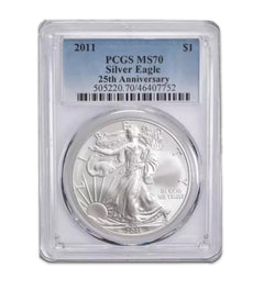 American Silver Eagle MS70 PCGS de $1 2011 - 25.º aniversario-1