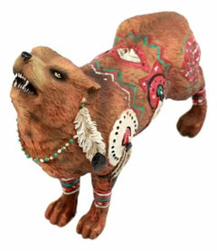Colección de figuras tótem de lobo aullador nativo de Warpath, 6,25" de largo-2