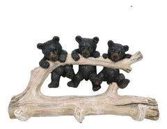 Rustic 3 Naughty Black Bears Dangling On Tree Branch 3 Pegs Triple Wall Hook-3