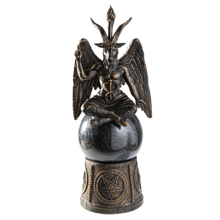 Pentagram Sigil Sabbatic Goat Baphomet Skull Black Sandstorm Gazing Ball-2