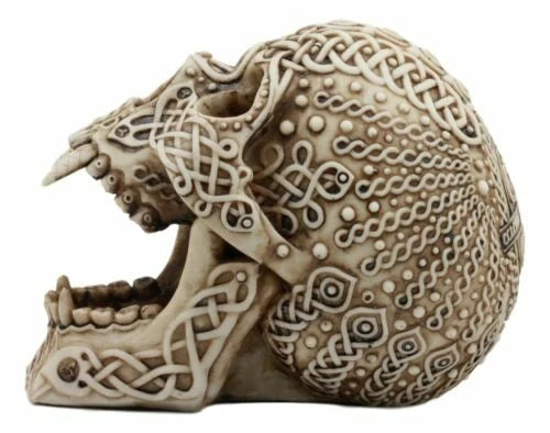 Celtic Knotwork Bloodlust Vampire Skull Ashtray Statue 7.5"L-3