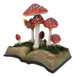Enchanted Fairy Garden Toadstool Mushrooms Sprouting from Spell Book Figurine-2