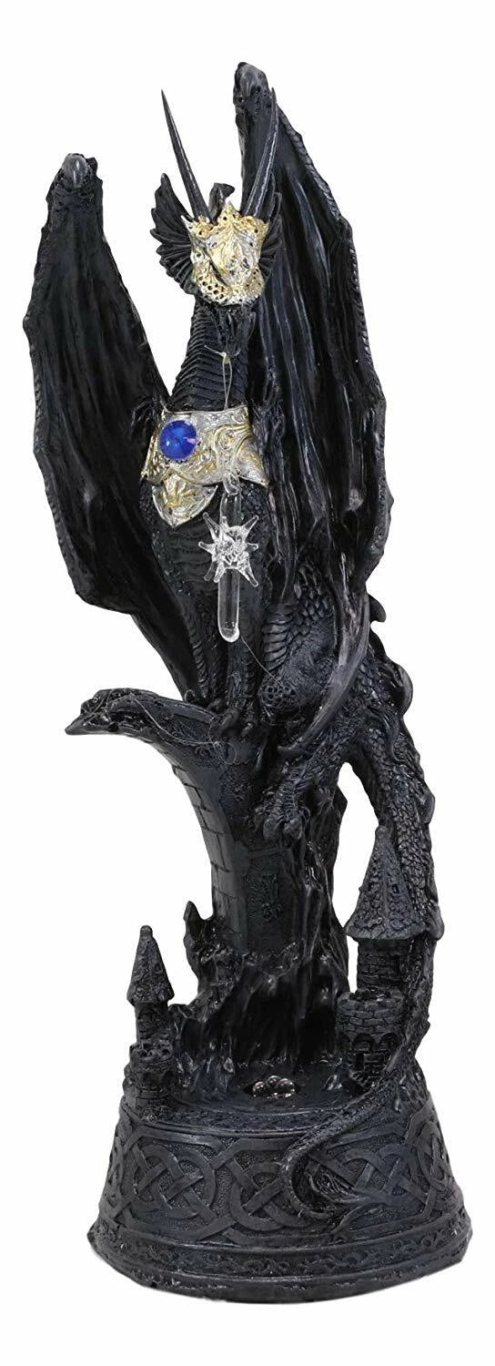 Guard Golden Axe Legendary Dragon Warrior Figurine With LED Crystal Lamp-3