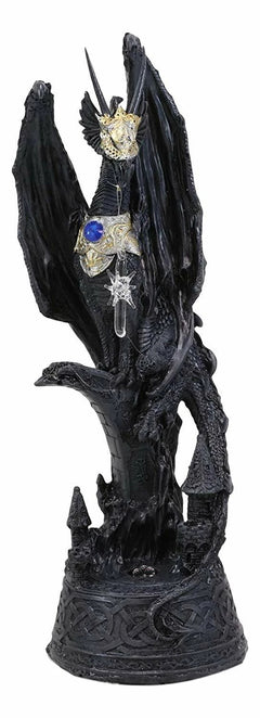 Guard Golden Axe Legendary Dragon Warrior Figurine With LED Crystal Lamp-3