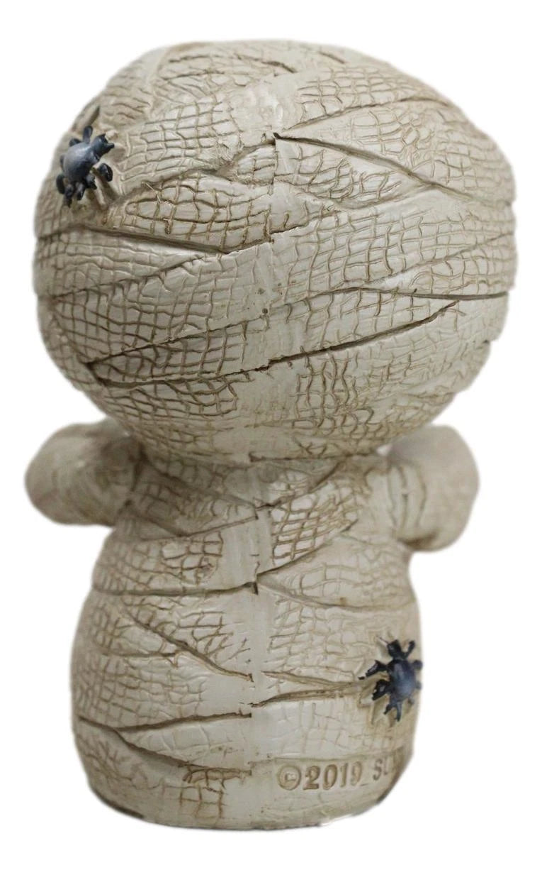 Furrybones Mummy Sarcophagus with Red Teddy Bear & Spiders Figurine 2.75"H-4