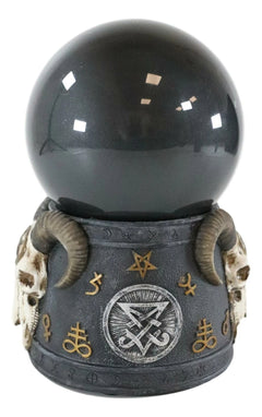 Pentagram Sigil Sabbatic Goat Baphomet Skull Black Sandstorm Gazing Ball-3