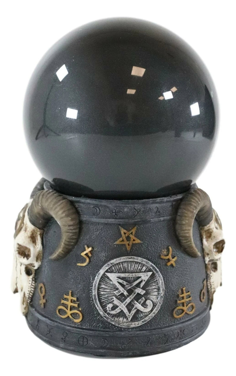 Pentagram Sigil Sabbatic Goat Baphomet Skull Black Sandstorm Gazing Ball-3