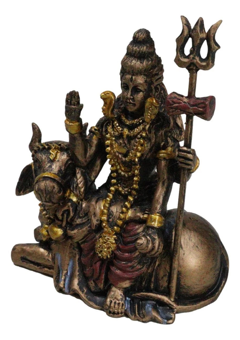 Vastu Hindu God Lord Shiva Mahadeva Sitting On Nandi Bull Miniature Statue-2