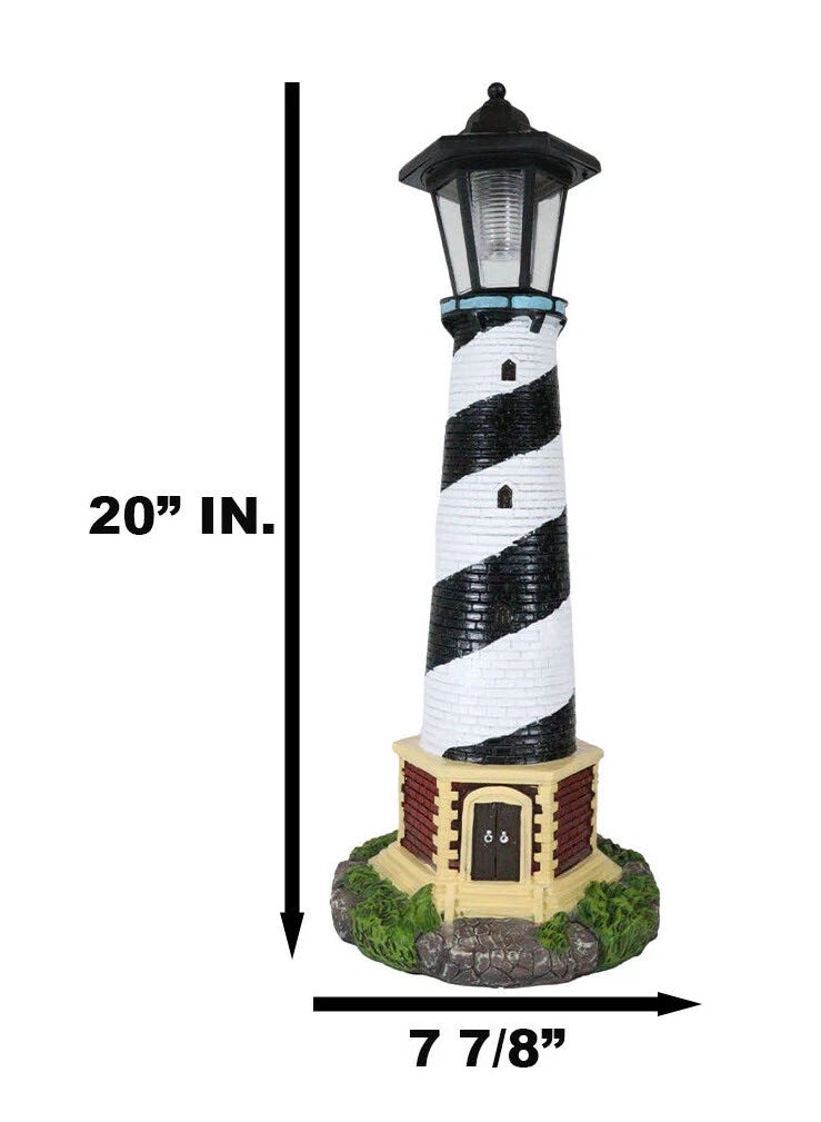 Nautical Cape Hatteras Lighthouse Statue 20.5" Tall with Solar Lantern LED-3