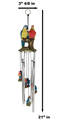 Red and Blue Scarlet Macaw Parrots Couple Resonant Relaxing Wind Chime Patio-3