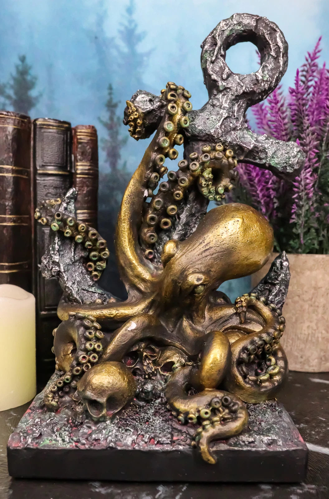 Giant Deep Sea Octopus Kraken Hauling Anchor Decorative Paperweight Figurine
