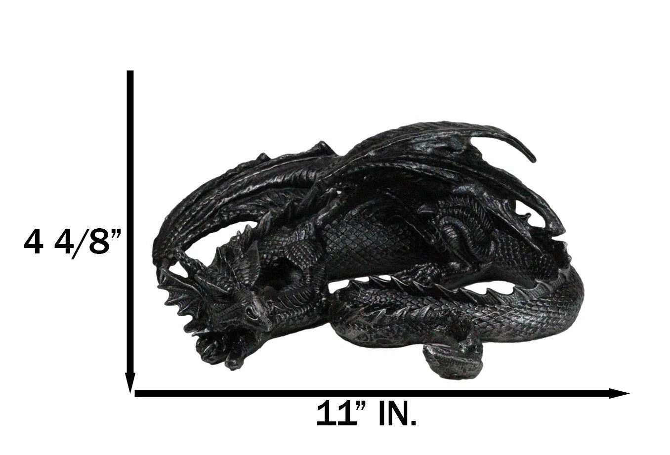 Medieval Fantasy Horned Black Soma Dragon At Repose Collectible Figurine 11"L