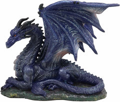 Estatua de dragón de medianoche azul brillante de fantasía en reposo, 20 cm de largo, Tierra de los Dragones-1