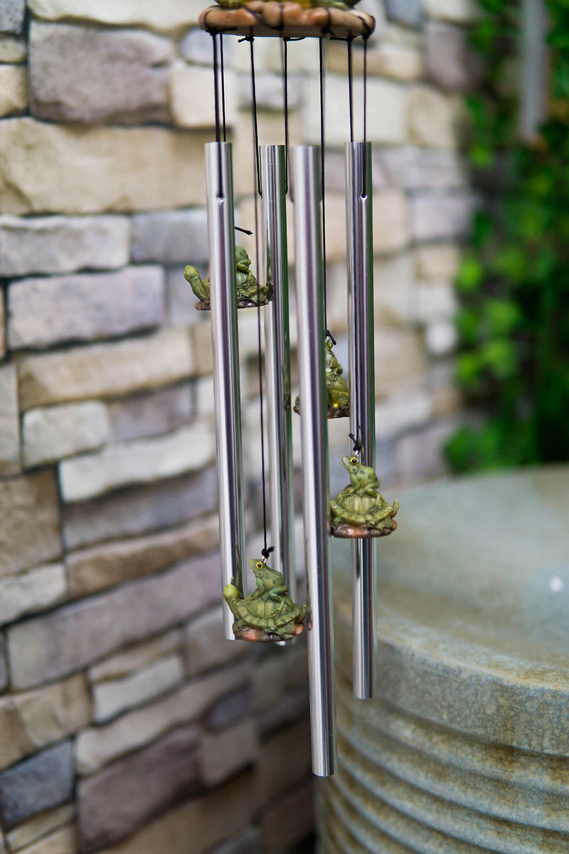 Tortoise Piggybacking Green Frog With Snail Garden Patio Wind Chime Decor-2