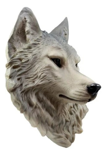 Large Gray Timber Wolf Head Wall Decor Plaque 16.5"Tall Taxidermy Art Decor-4