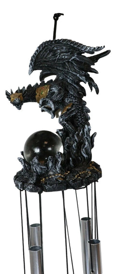 Armored Battle Dragon Crystal Sphere Resonant Relaxing Wind Chime Garden Patio-4