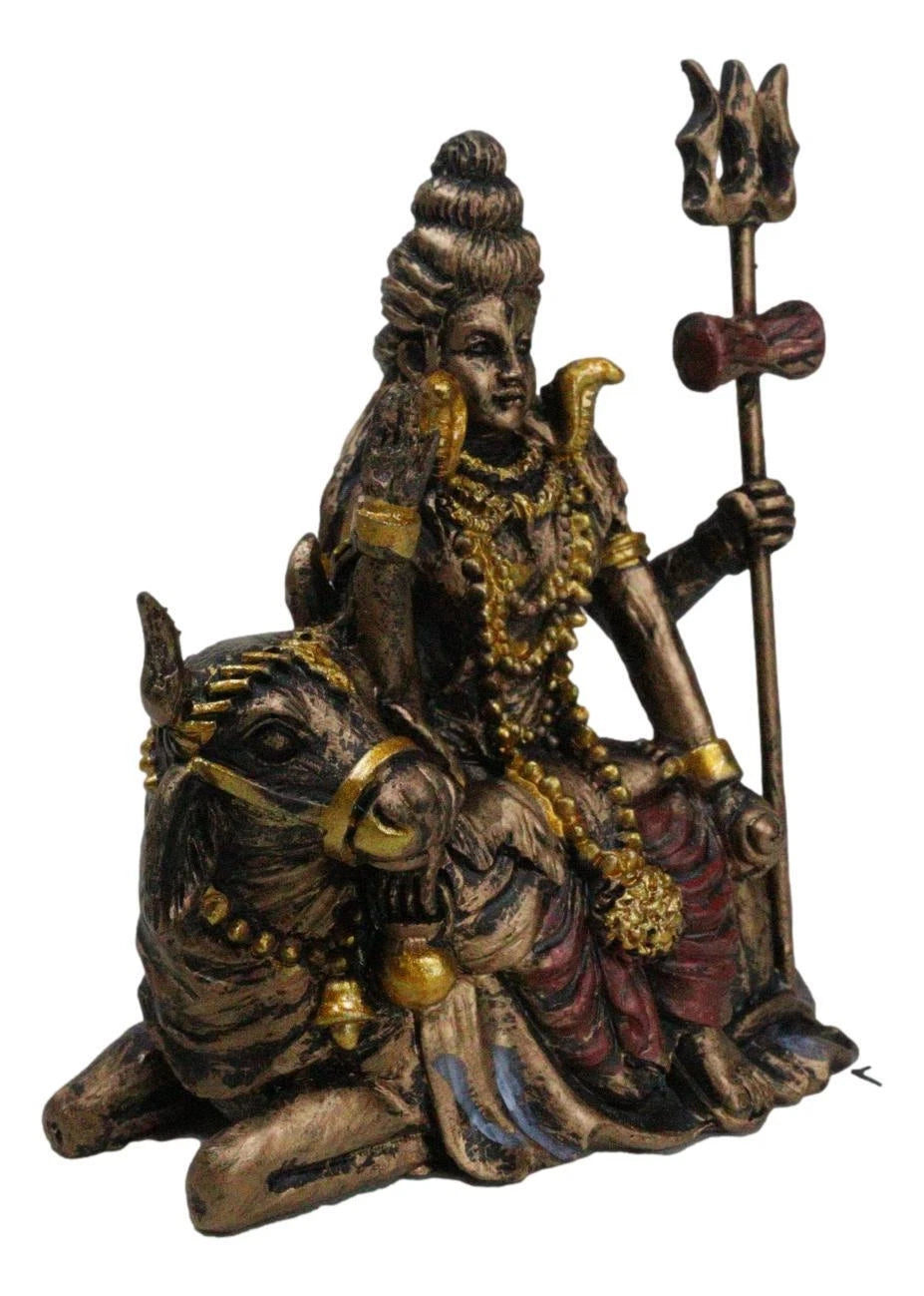 Vastu Hindu God Lord Shiva Mahadeva Sitting On Nandi Bull Miniature Statue-3