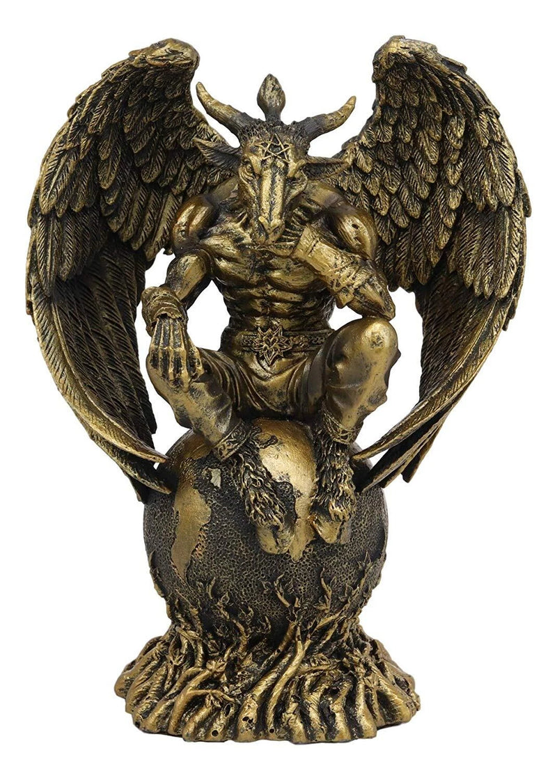 Sabbatic Goat The Thinker Baphomet Sitting On The Globe Statue 7.75"Tall-4