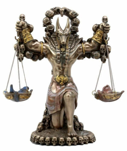 Anubis By Ankh Altar Weighing The Heart Against Feather Figurine 9" Tall-1