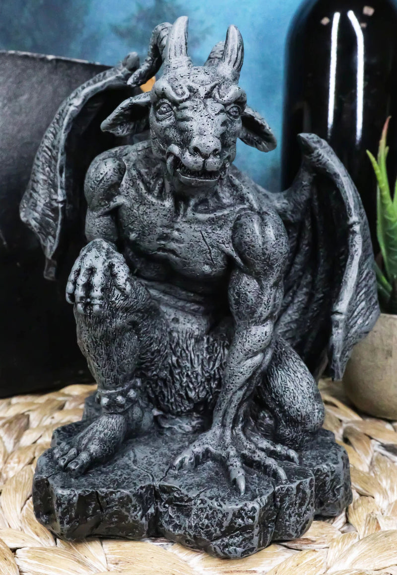 The Winged Guardian Baphomet Sabbatic Goat Gothic Gargoyle Statue Faux Stone-1
