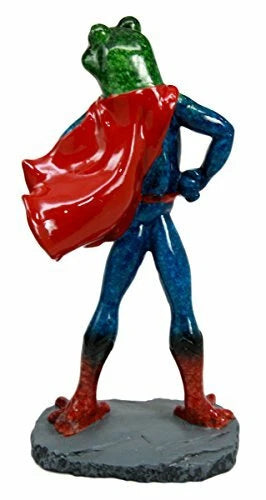 Superhero Frog Superman Statue 8"Tall Animated Frog Decor-3