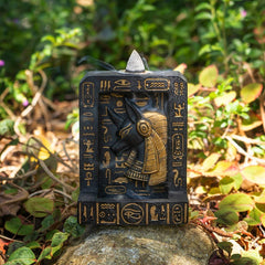 Egyptian God of The Dead Anubis Hieroglyphs Backflow Incense Burner Figurine-1