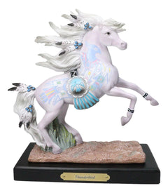Figura de caballo Thunderbird, escultura decorativa nativa americana del oeste para el hogar, la oficina, estanterías, salas de estar, casas rústicas, exhibiciones de mesa, coleccionables ecuestres.-1