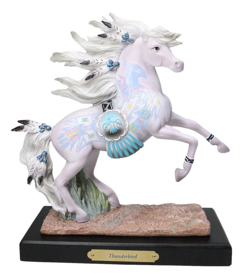 Figura de caballo Thunderbird, escultura decorativa nativa americana del oeste para el hogar, la oficina, estanterías, salas de estar, casas rústicas, exhibiciones de mesa, coleccionables ecuestres.-1