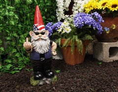 Flip The Bird American Biker Bully Gnome Not Welcome Statue Garden Patio Pool-1