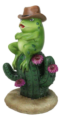 Western Outlaw Cowboy Frog On Cactus Backflow Incense Cone Burner Figurine-3