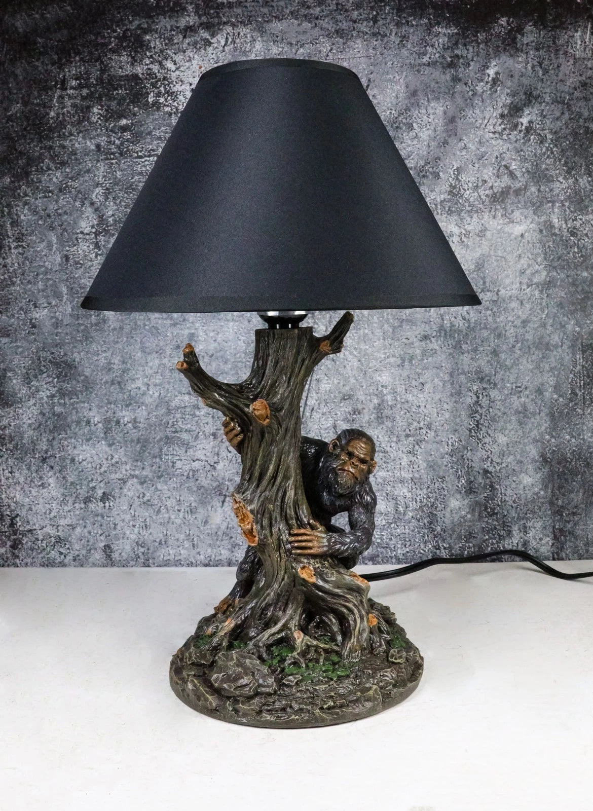 Mythical Creature Sasquatch Big Foot Cryptid Ape by Tree Trunk Table Lamp Decor-2