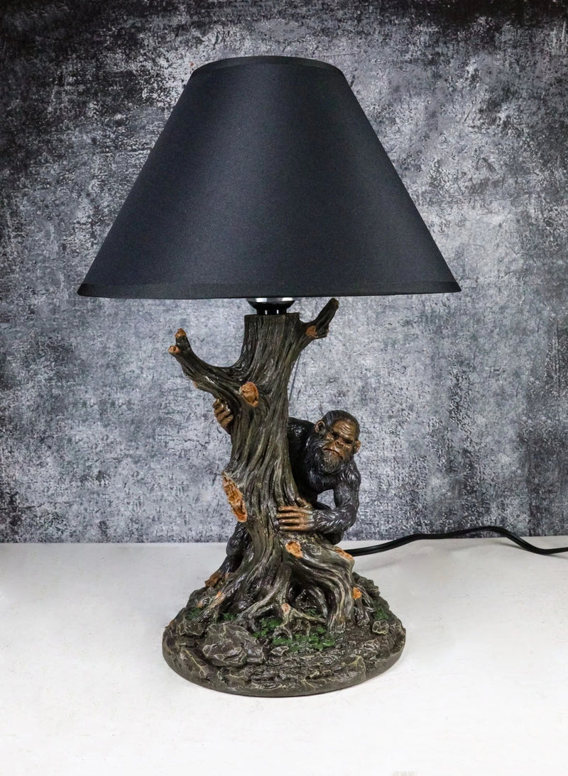 Mythical Creature Sasquatch Big Foot Cryptid Ape by Tree Trunk Table Lamp Decor-2