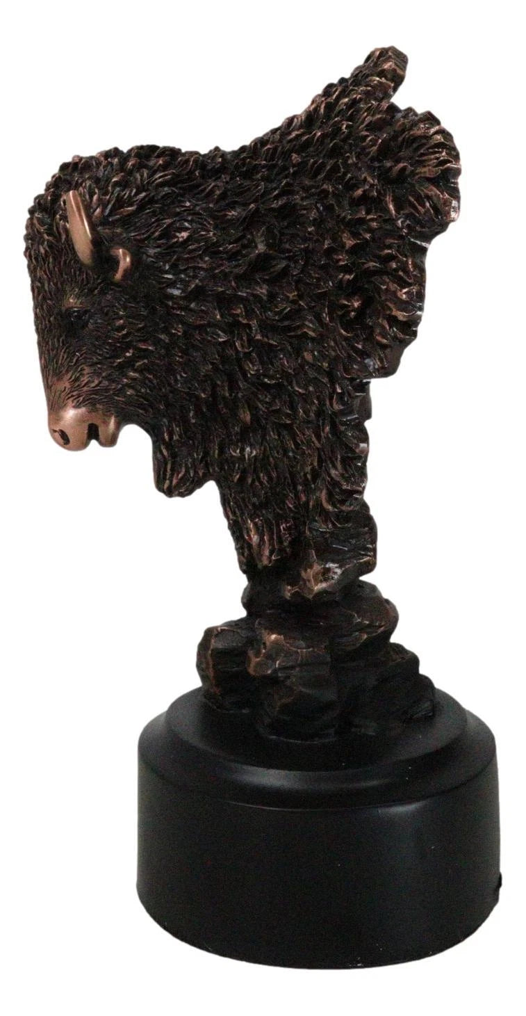 Estatua rústica de bisonte americano del suroeste con acabado en bronce galvanizado-5