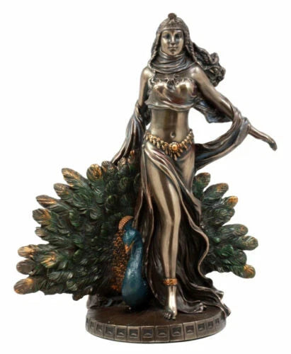 Gift Roman Juno Greek Goddess Hera with Sacred Peacock Statue-3