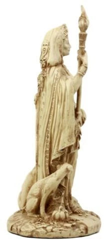 Ivory Hecate Statue Greek Goddess Hekate with She-Dogs Figurine 10.75" H-2