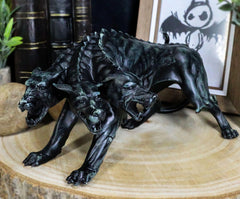 Faux Stone Greek Guardian Hydra Hound Dogs Of Hades Cerberus Statue 7.75"L-2