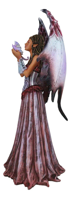 Amy Brown Adoration Mother Of Dragons Purple Fairy With Wyrmling Dragon Statue-3