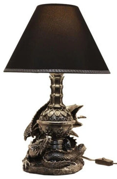 Climbing Gothic Dragon Desktop Table Lamp Statue Decor With Shade 19"H-2